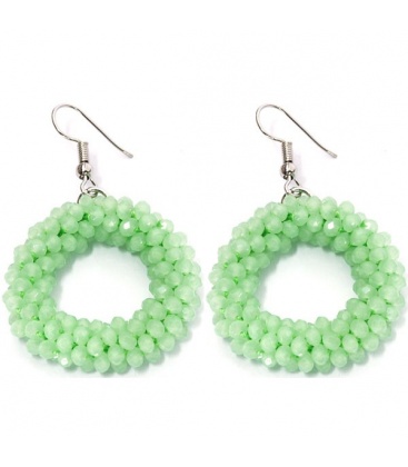 Groene glaskralen oorbellen