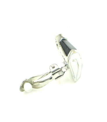 Mooie zwart met witte geometrische mooie oorclips