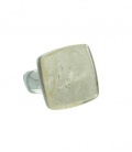Witte flexibele ring van metaal met vierhoekige steen 