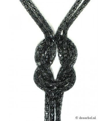 Zwartkleurige schakelhalsketting met bij passende zwarte armband