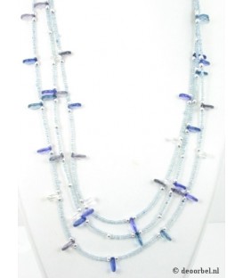 Blauwe kleine kralen halsketting