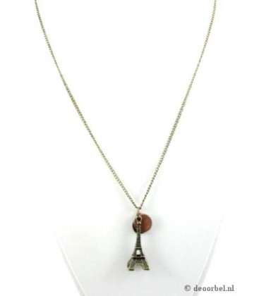 Bronskleurige halsketting met eiffeltoren als hanger