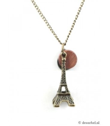 Bronskleurige halsketting met eiffeltoren als hanger