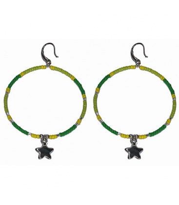 Groene kralen oorbellen met ster