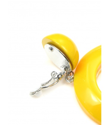 Gele oorclips met ronde hanger