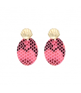 Roze slangenprint oorbellen in twee mooie neonkleuren