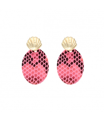 Roze slangenprint oorbellen in twee mooie neonkleuren