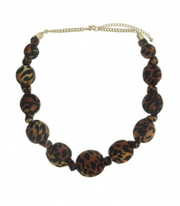 Halsketting met ronde kralen in panterprint