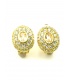 Ovale goudkleurige oorclip met strass steentjes