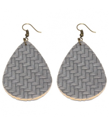 Grijze oorbellen met ovale hanger in zigzag print