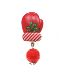 Rode kerst oorclips in de vorm van een handschoen