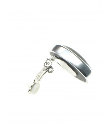 Culture Mix grijze ovale oorclips met zilverkleurige rand