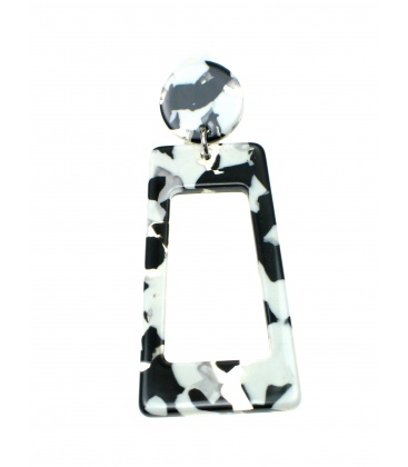 Zwarte witte langwerpige rechthoekige oorclips 