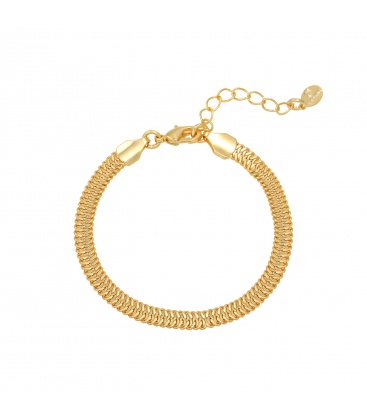 Goudkleurige korte armband gemaakt van kleine schakels