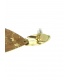 Goudkleurige oorclips met bruingouden ovale hanger van kurk