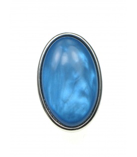 Blauwe ovale oorclips met kunsthars inleg