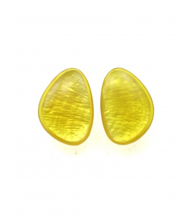 Culture Mix gele oorclips met parelmoer inleg 