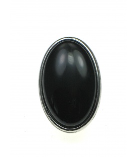 Zwarte ovale oorclips met kunsthars inleg