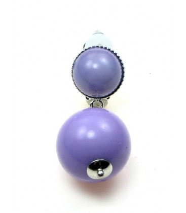 Oorclips met paarse bolvormige hanger