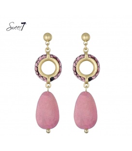 Roze oorbellen met ovale hanger