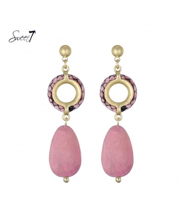 Roze oorbellen met ovale hanger