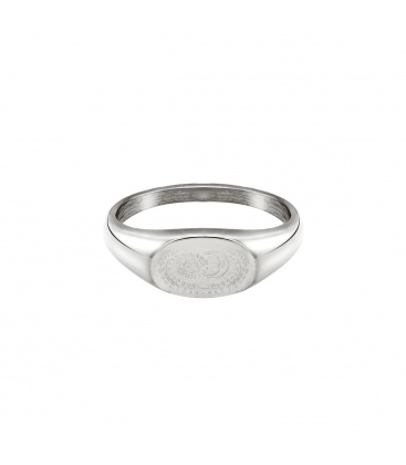 Zilverkleurige ring met gegraveerde zon en maan (16mm)
