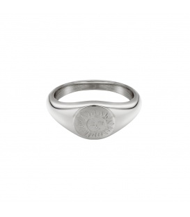 Zilverkleurige ring met gegraveerde zon (16mm)
