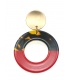 Rood met bruine oorclips met goudkleurig klemmetje