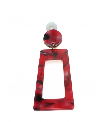 Rode langwerpige rechthoekige oorclips 