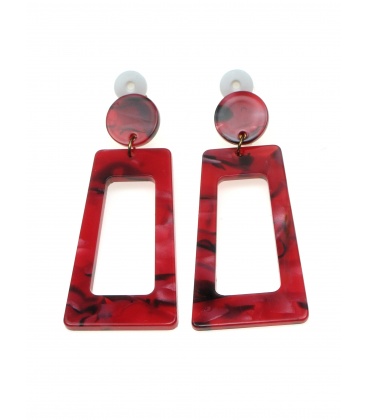 Rode langwerpige rechthoekige oorclips 