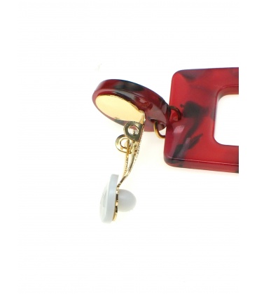 Rode langwerpige rechthoekige oorclips 