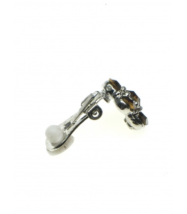 Geelbruine strass steentjes (Swarovski) oorclips