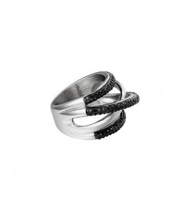 Zilverkleurige ring met strasssteentjes 