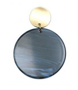 Oorclips met ronde blauwe hanger