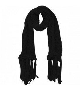 Zwarte gebreide sjaal met lange franjes