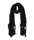 Zwarte gebreide sjaal met lange franjes