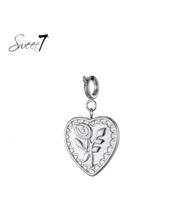 Zilverkleurige sleutelhanger met roosje