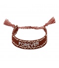 Bruine geweven armband met 'FOREVER' letters erop