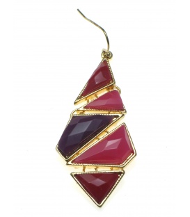 Oorbellen met rode en paarse stenen in een ruitvorm