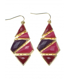 Oorbellen met rode en paarse stenen in een ruitvorm