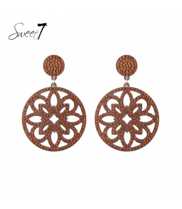 Oorbellen met ronde hanger met strass steentjes