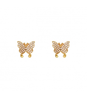 Goudkleurige vlinder oorbellen met kleine steentjes