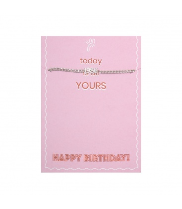 Zilverkleurige armband met geboortejaar 1986 en verjaardagskaart