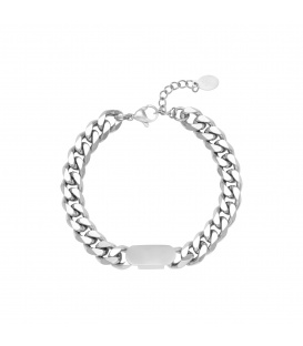 Zilverkleurige chain armband met simpele bedel