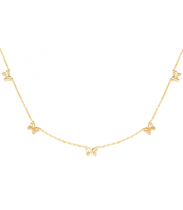 Goudkleurige halsketting met kleine vlindertjes