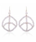 Cremekleurige oorbellen met peace teken van kraaltjes