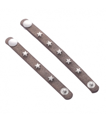 Bruine sjaal riempjes met metalen sterren ( 2 stuks )