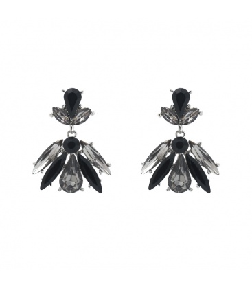 Stijl volle oorbellen met zwart /grijze steentjes