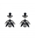Stijl volle oorbellen met zwart /grijze steentjes