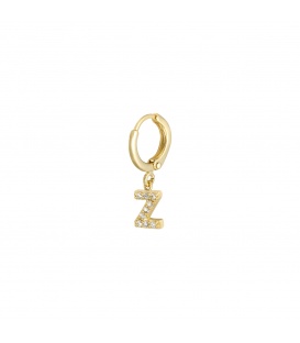 Goudkleurige oorbel met zirkonia steentjes en initiaal Z